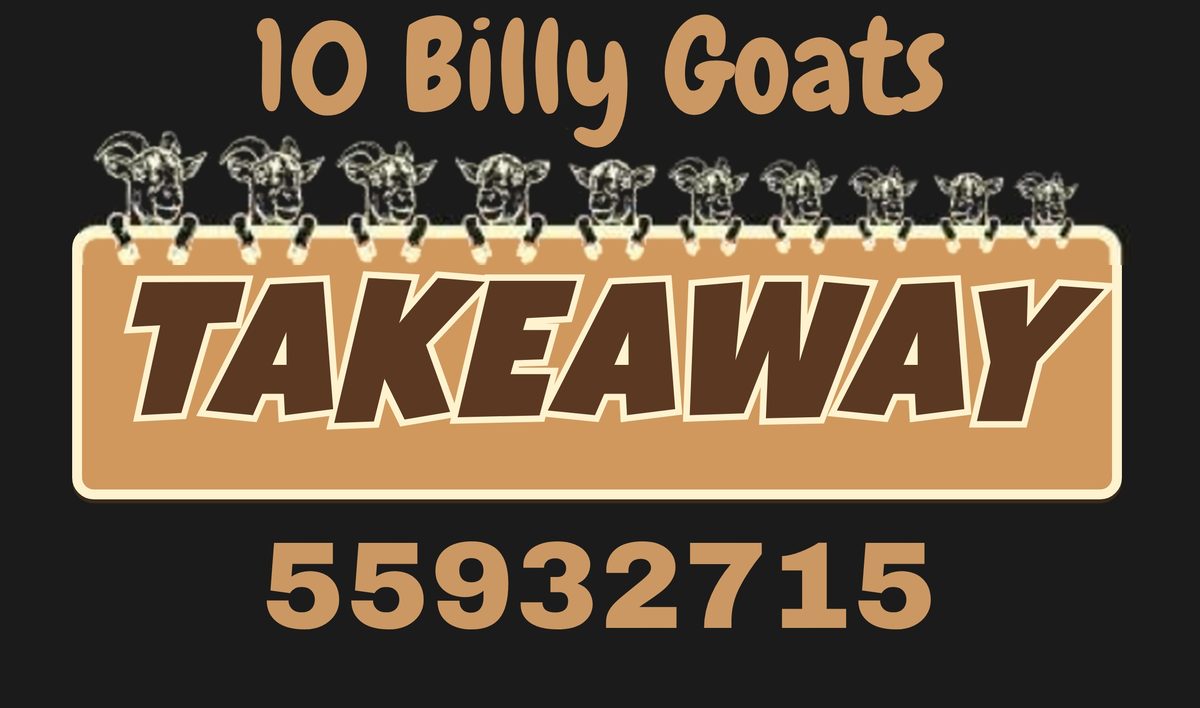 10 Billy Goats Takeaway logo, phone 5593 2715